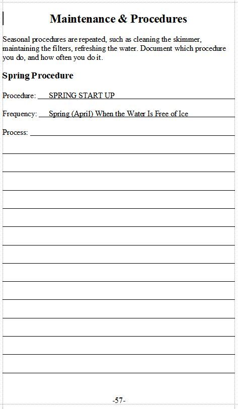 Document maintenance procedures, great if someone is house sitting